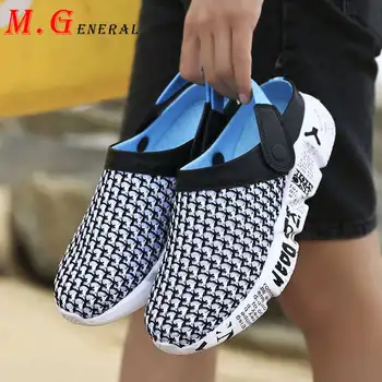 

Platform Men's Shoes Mesh Casual Sandals for Men Slip-on Clogs Summer Shoes Big Sizes Beach Man Slippers Graffiti Water Shoe C70