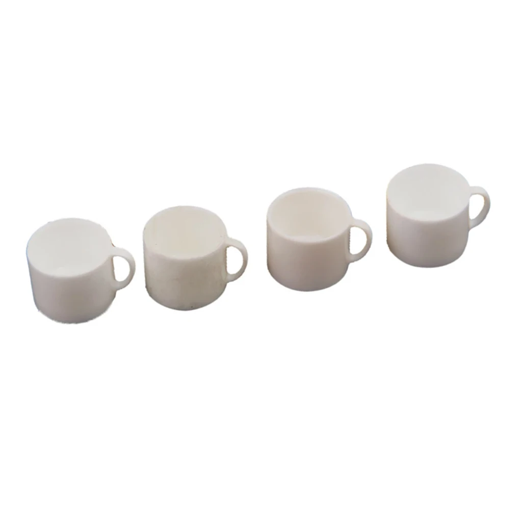4pcs White Coffee Cup Tea Cups - 1/12 Scale Dollhouse Miniature Kitchen Accessories
