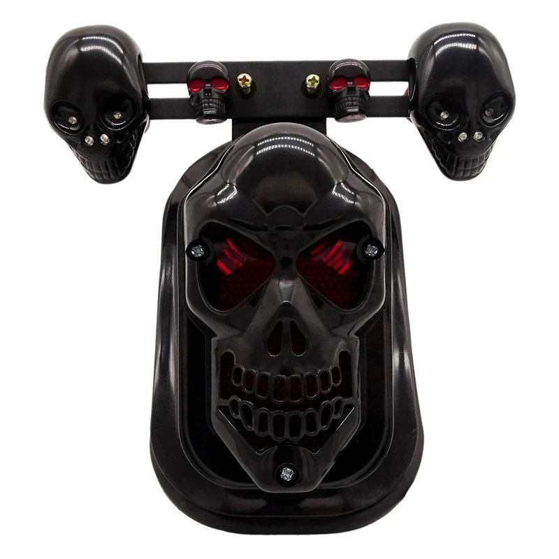 

Universal Black Chrome Motorcycle Skull Turn Signal Rear Brake Tail Light For Harley For Honda For Yamaha For Suzuki