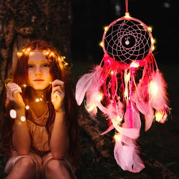 

Ins Wind Chime DIY Night Lamp Ornaments String Dreamcatcher Campanula Handmade Traditional String Feathers Crafts