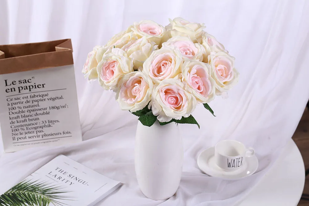 1 Bunch Artificial Rose silk French Floral Bouquet Fake Flower Arrange Table Daisy Wedding Flowers Decor Party accessory Flores-8