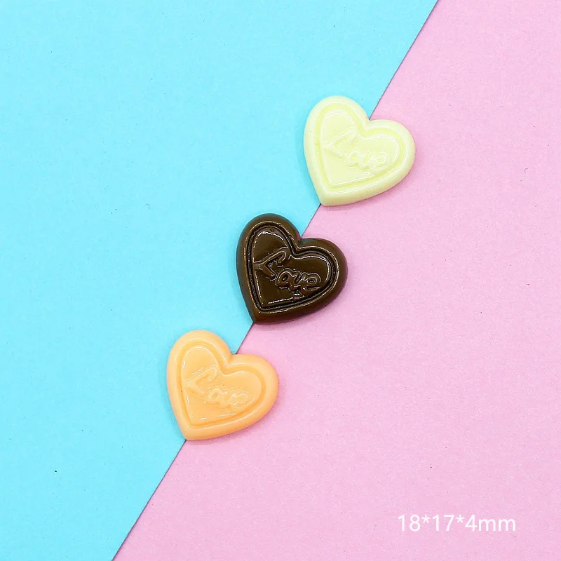 

20 Pcs Sweet Chocolate Resin Flat back Cabochons Heart Shap Miniature Food DIY Scrapbooking Embellishment Decoration Craft