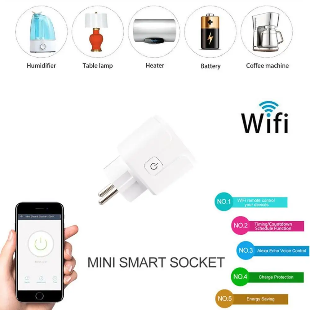 2 шт./упак. Tuya ЕС Smart Plug Wi-Fi умная розетка приложение ЕС Wi-Fi розетка работать с Alexa Google Home мини IFTTT для IOS и Android