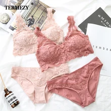 TERMEZY женское сексуальное белье пуш-ап кружевное белье трусики жаккардовые сексуальные наборы бюстгальтер+ трусы тонкий дышащий бюстгальтер черный