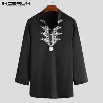 

INCERUN Fashion African Shirts Men Printed O Neck Long Sleeve Casual Tops 2020 Vintage Men African Dashiki Clothes Plus Size 5XL