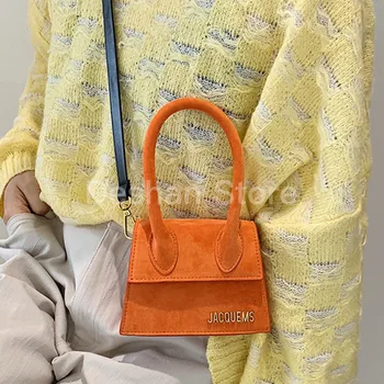 

Suede Women Mini Tote Bag Crossbody Bag Female 2020 Autumn New Velvet Metal Letter Handbag Small Square Shoulder Bag Scrub