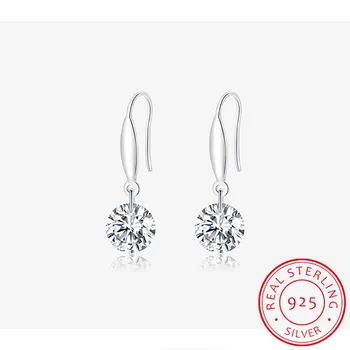 

Authentic 100% 925 Sterling Silver Delicate Bright Zirconia Drop Earrings For Women Wedding 2020 Hot Fine Jewelry BNE212