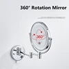 Cosmetic Mirror Silver Brass Dual Side Led Light Bathroom Mirror Extending Fold Wall Lamp Magnification 3/5/10 X Makeup Mirror 3