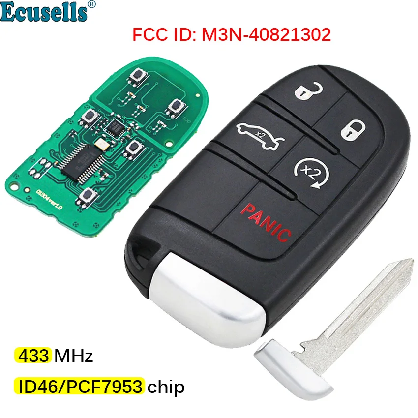 5 Buttons Smart Remote Key Fob 433MHz with 7953A Chip for Dodge Dart ...