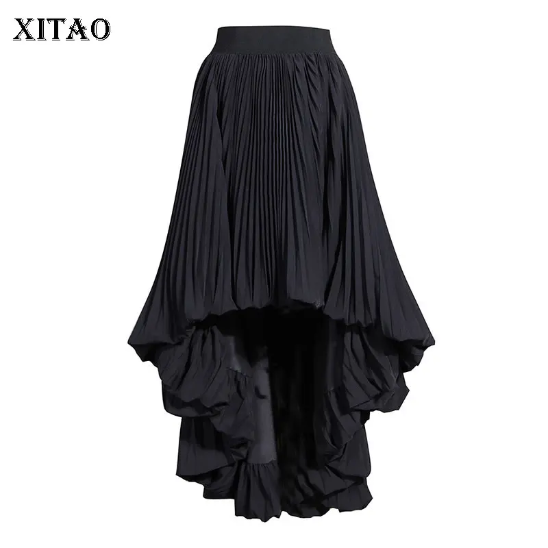 XITAO плиссированная Асимметричная юбка модная новинка зимняя маленькая Свежая Элегантная богиня веер Повседневная Свободная юбка DMY1730