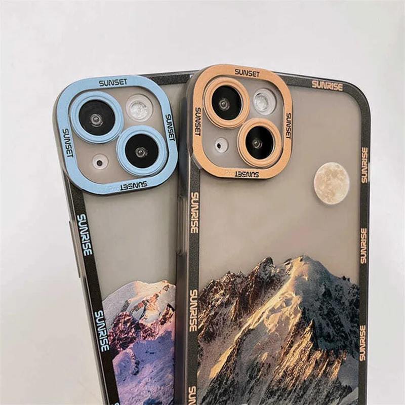 Retro Moon night Late cloud Phone Case For iPhone 13 Pro 11 12Pro Max XR XS Max 7 8 Plus X Lens Protection Shockproof Soft Cover