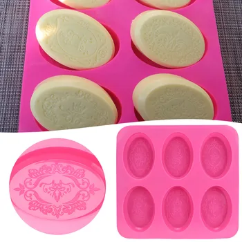

Six Consecutive Oval Soap Molds, New Silicone Soap Molds, Lace Pattern Molds Easy To Demould Forms Soap Molds For Soap Molds