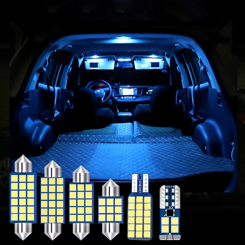 Светодиодные лампы для салона автомобиля 6 шт. купольная лампа багажника Toyota RAV4