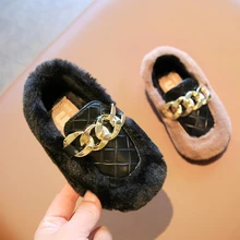 

Boys Plush Shoes 2021 Winter New Little Girl Plus Cashmere Peas Shoes Children's Cotton Shoes Virgin Baby Shoes Trend