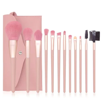 

Makeup Brush Kit with Storage Bag PU Leather for Blending Foundation Eyeshadow Blush Cosmetics Concealer Brushes Set of 12PCS