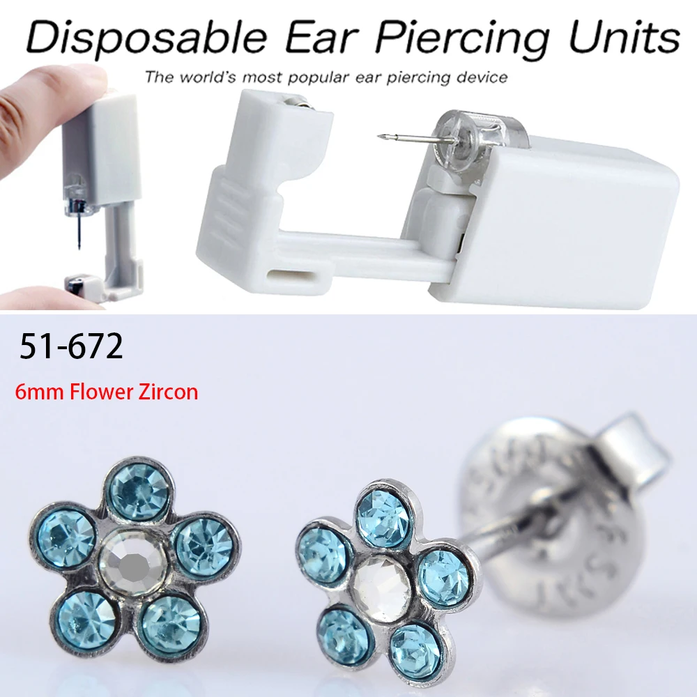 Sterilized Disposable No-Pain Ear and Nose Piercing Tool Kit with Design Options