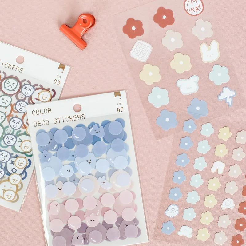 Yoofun 3Designs Summer Series Cute Flower Dot PET Decorative Sticker Scrapbooking Planner Laptop Japanese Kwaii Stickers