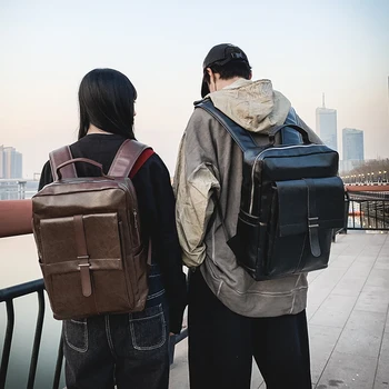 

New 2020 High quality crossbody women unisex trend male female classic man PU leather lady College style backpacks for unisex