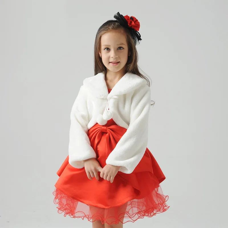 Baby Girls Wedding Fur Bolero Jacket Cloak Cape Kids Clothes