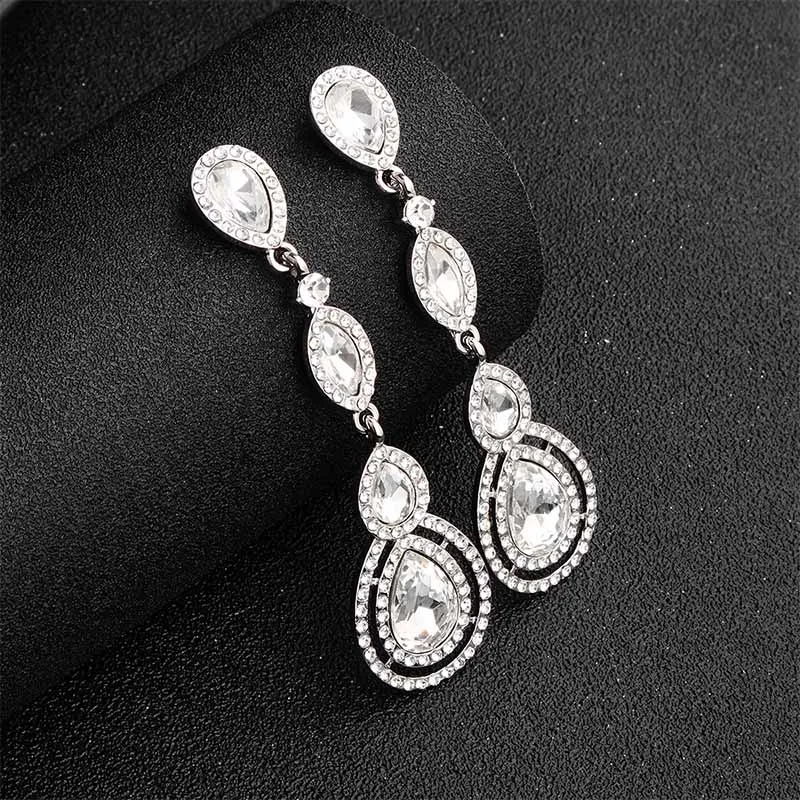 ERS-J3751-Silver Miallo, модные, вечерние, большие серьги для женщин, девушек, стразы, много цветов, свадебные, Висячие, длинные серьги, невесты, подружки невесты, ювелирные изделия - Окраска металла: ERS-J3751-Silver