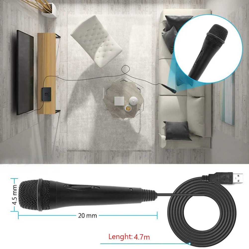 Портативный микрофон для игровой приставки проводной USB Nintendo Switch Wii PS4 Slim Pro PS3 Xbox 360