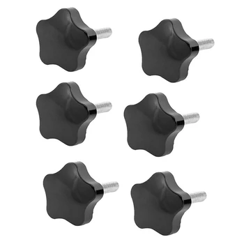

New 6 Pcs M8 x 40mm Thread Replacement Star Hand Knob Tightening Screw Black