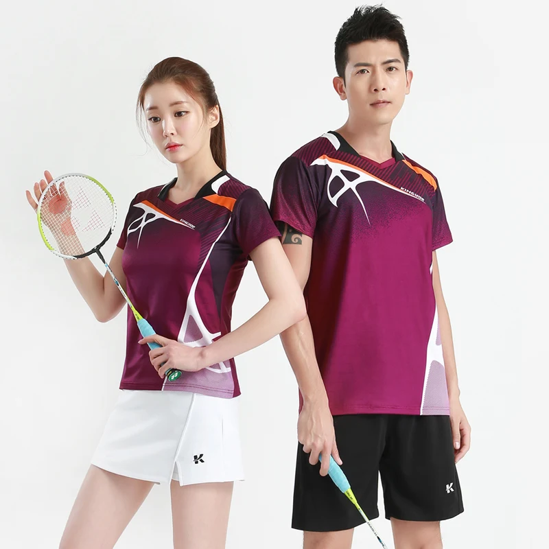Men Women Tennis T-Shirt, Purple red Color Quick Dry Tennis T Shirts, Girl Badminton Table tennis Clothes, Man Athletic Tops Tee