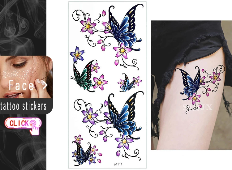 1 шт., водостойкая 3D тату-наклейка, Бабочка, пион, роза, цветок, цветная тату-наклейка, сексуальная леди, Реалистичная татуировка для руки