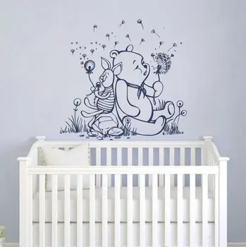 

Little bear Wall Decals Dandelions Baby Art Decals Vinyl Wall Stickers Nursery Room Decoration Kids Interior Design Mural X871