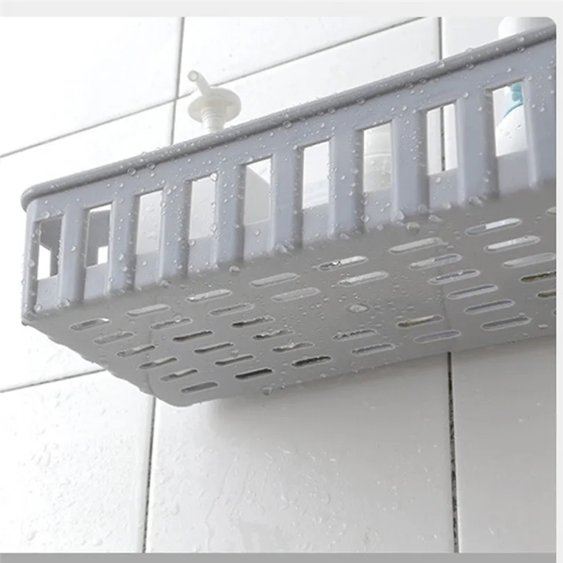 Kitchen Bathroom Wall Storage Shelf Hanging Rack Corner Basket Holder Bathroom Storage Organizer Shelves #4d13 (2)