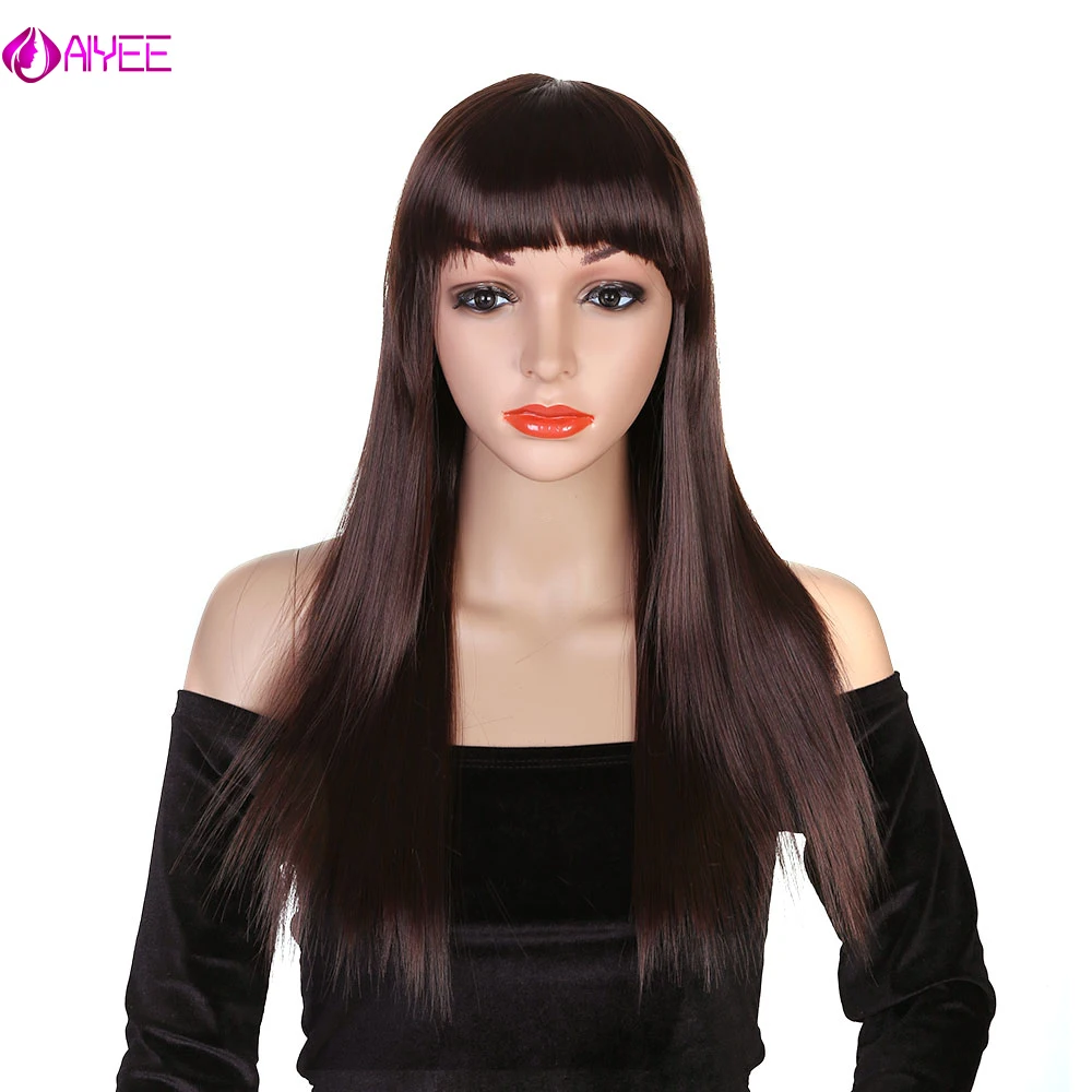 

AIYEE 22" Synthetic Fiber Hair Wigs Cosplay Wig Women's Long Straight Premium Synthetic Blonde Full Hair Wig with Hair Bangs