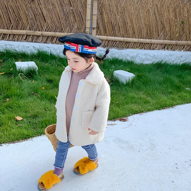 Новое поступление года; зимнее однотонное утепленное Модное Длинное меховое пальто принцессы в Корейском стиле для милых маленьких девочек