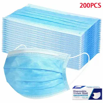

10/200PC Disposable Face Mask Industrial 3Ply Ear Loop Reusable Mouth Cover Fashion Fabric Masks face cover mascarilla Fast Ship