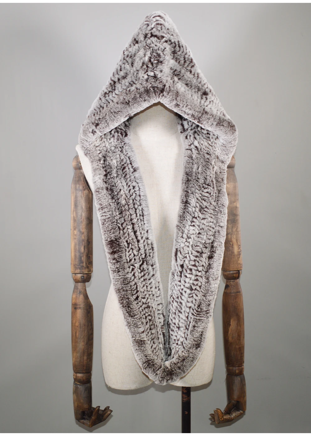Hot Sale Winter Knitted Real Rex Rabbit Fur Hat Scarf Women Rex Rabbit Fur Cap Scarves Quality Natural Rex Rabbit Fur Poncho Hat