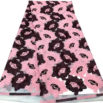 

Unique New embroidery french net lace fabric 2020 High quality african cord lace fabric 5 yard