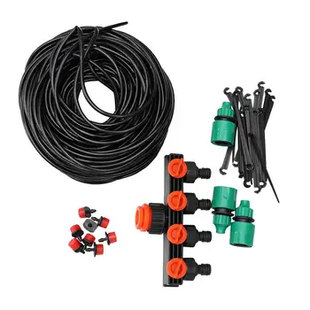 

156pcs Garden Watering Drip Irrigation DIY Micro Drip System 4-Ways Water Hose Splitter 50m Hose Drippers Tee Connectors
