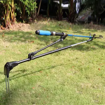 

2.1m Fishing Rod Ground Inserted Stand Bracket Durable Stainless Steel Metal Stretch Pole Fishing Box Chair Holders