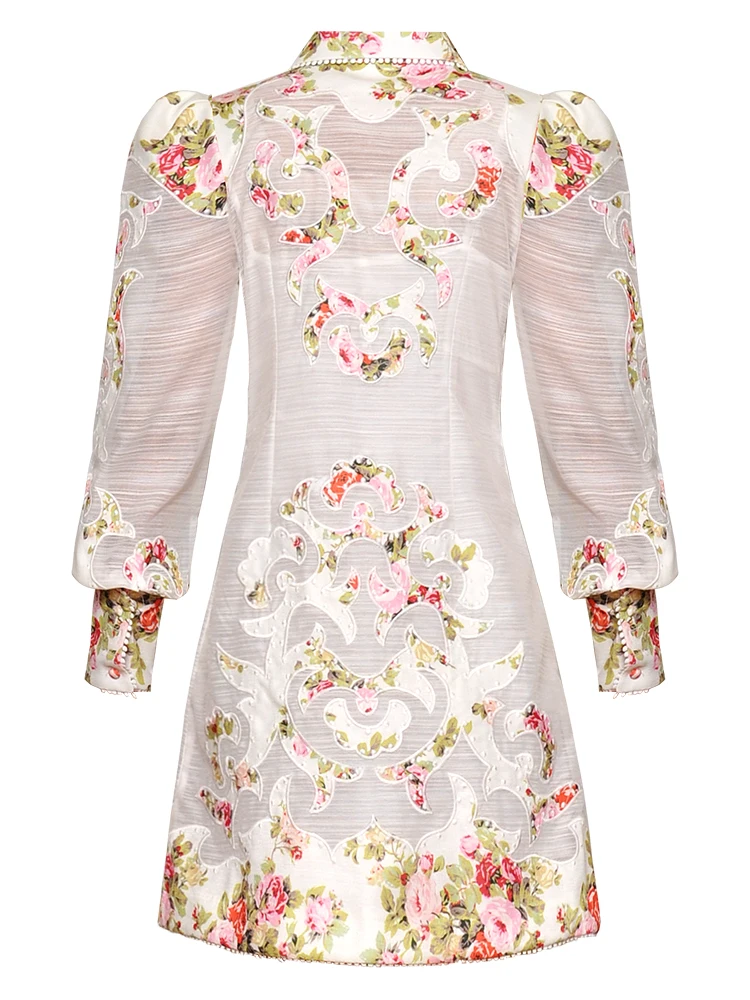 MoaaYina модное дизайнерское подиумное платье Весна Лето Женское платье рукав в форме фонаря с вышивкой Платья с цветочным принтом