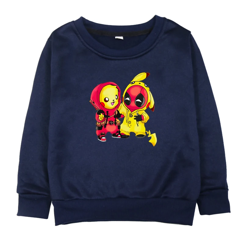 Hoodies 2 Осенне-зимние толстовки с капюшоном для маленьких девочек детская футболка для маленьких мальчиков и девочек принт с дэдпулом, топы с длинными рукавами, худи, одежда на Рождество - Цвет: Hoodies 2