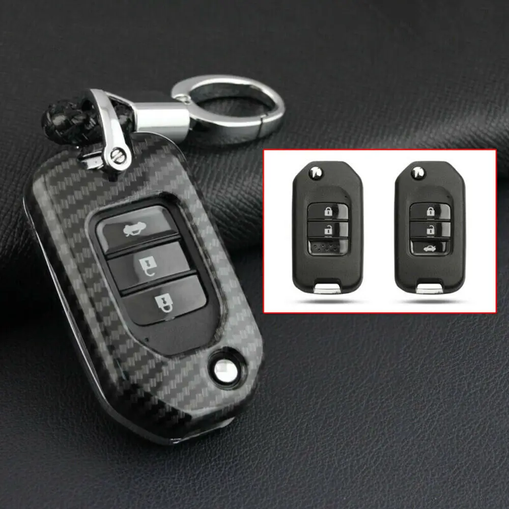 Жесткий флип-ключ для автомобиля Fob чехол подходит для Honda Accord Civic Insight углеродного волокна