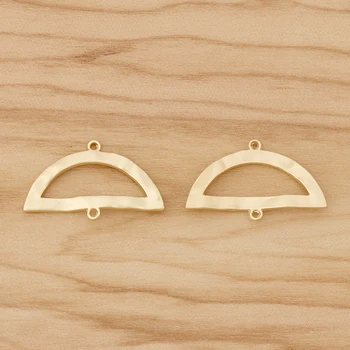 

20 Pieces Matte Gold Hollow Fan-shaped Half Round Connectors Charms Pendants for Necklace Earring Jewellery Accessories 27x17mm