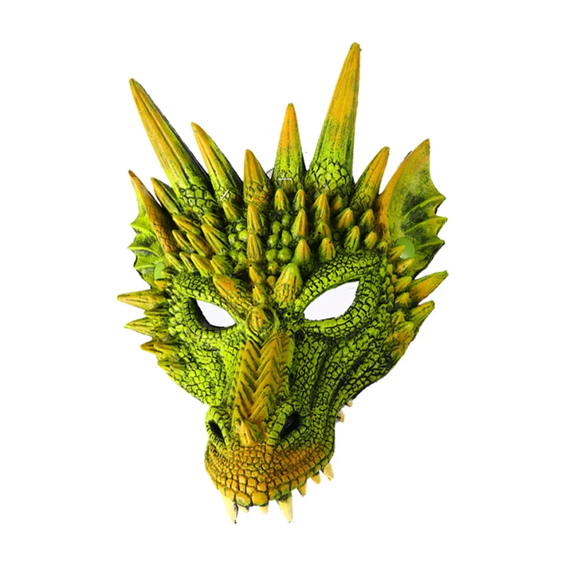 Зеленый New Hot Halloween Mask 3D Dragon Cosplay Costume for Men Women Carnival Party Mardi Gras SMD66 - Цвет: Зеленый