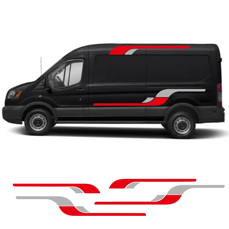 

2 PCS Car Vinyl Side Stripes Stickers Auto Graphics Decals For Volkswagen T5 T6 Ford Transit Peugeot Partner Buick GL8