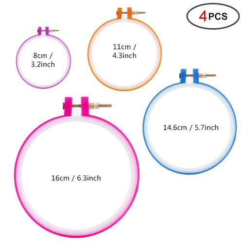 Бамбуковая деревянная рамка обод кольцо вышивка круглая машина бамбук для вышивки крестом ручной DIY бытовой ремесло швейный инструмент - Цвет: 4pcs Plastic Hoops