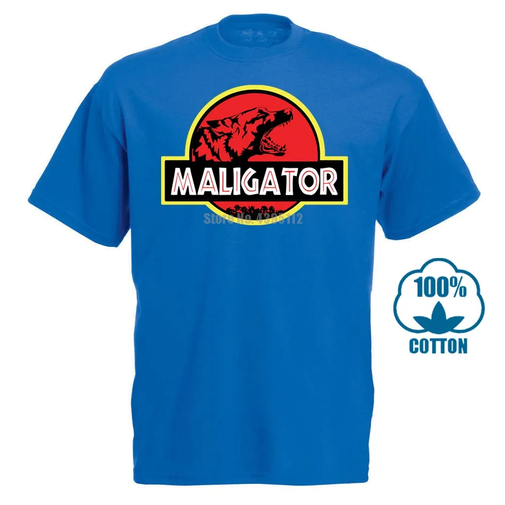 Хлопок с круглым вырезом на заказ мужские футболки с принтом Футболка Maligator Malinois женская футболка 012016 - Цвет: Синий