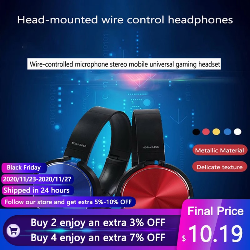 Earphone Head Wear Wired Headset Foldable 3 5mm Wired Control Music Game Headphone With Microphone Suitable For All Smart Phones