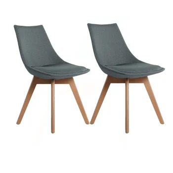 

Kitchen Chairs Modern Minimalist Set of 2 Solid Wood Legs PU Leather Seat for Dining Living Kitchen Apartment Office Balcony