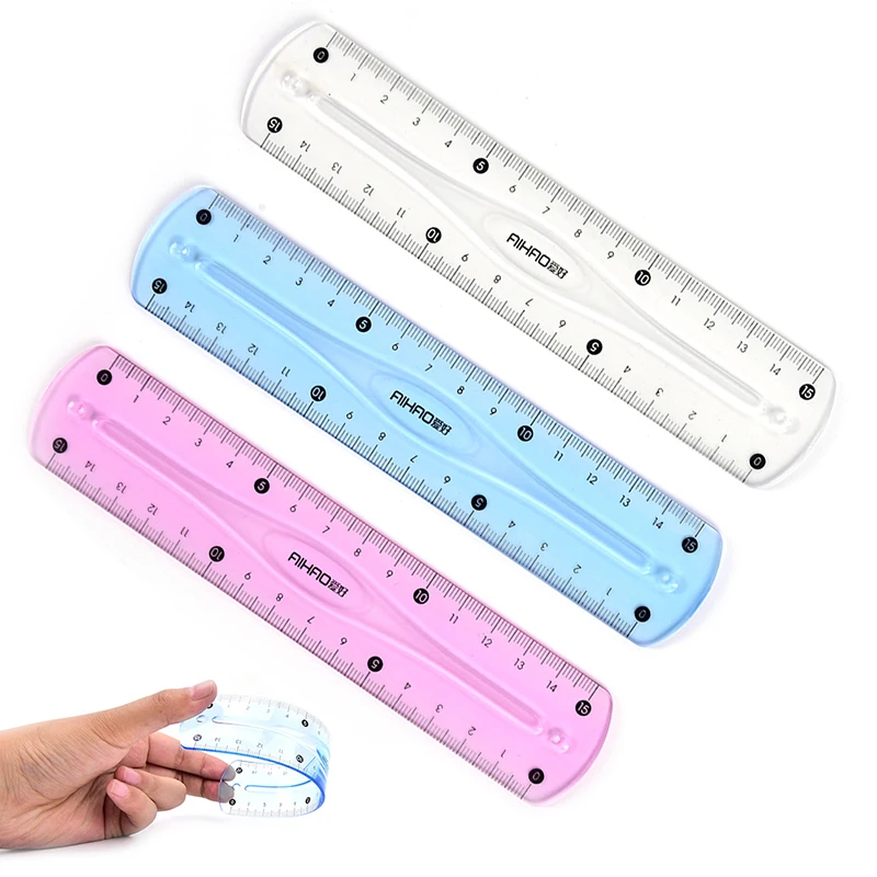 

1Pc Soft Ruler Double Scale Infinite Bending 15cm Students Ruler