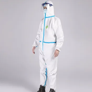 

In stock Disposable Protection Gown Dust Spray Suit Siamese Non-woven Dust-proof Anti Splash Clothing Safely Protection Clothes