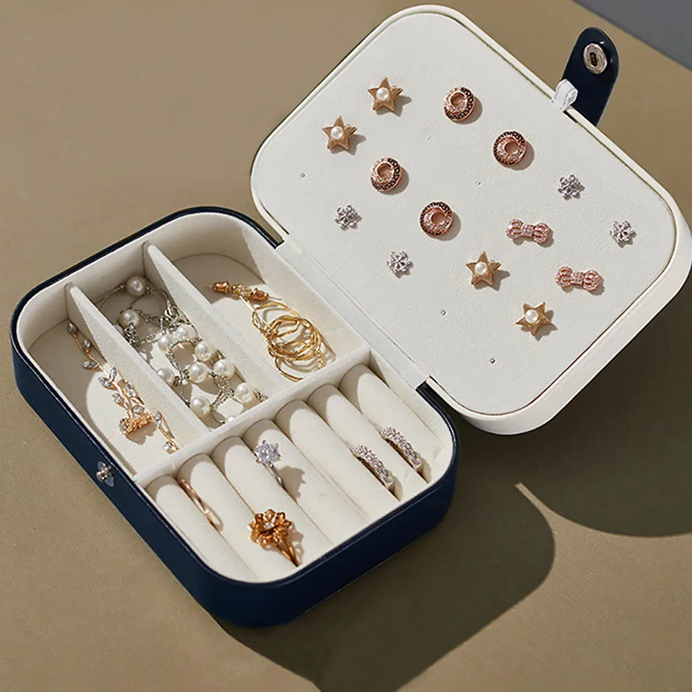 Jewelry-Organizer Locked Storage-Box Necklaces Casket Compartment Portable PU